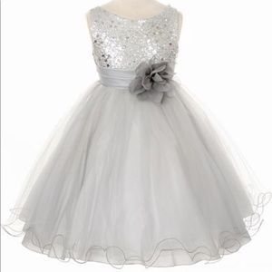 💕Brand New💕Silver Flower Girl Dress